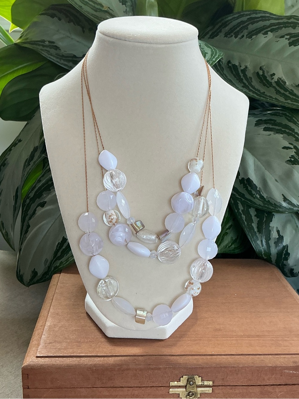 Layered White Glass Bead Necklace - Elegant Women’s Jewelry